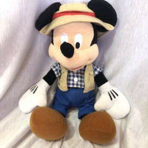DISNEY PARKS Plush Fisherman MICKEY MOUSE Stuffed Animal Toy Plaid Shirt Camper